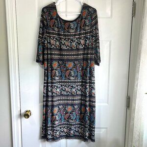 Single Bodycon Orange and Black Paisly Mini Dress Plus Size 1x